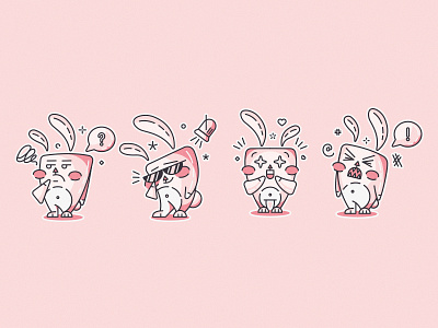 FunnyBunny bunny character cute emoji emoticons funny illustration pack set stickers