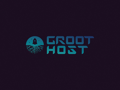 GROOT.Host design giant host logo mark rocket root space sparkle symbol