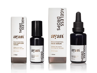 Ayan Ageless Drops ayan cosmetic packaging cosmetics eye contour serum face serum natural cosmetics serum skin care