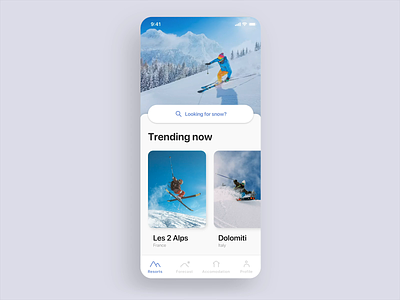 Winter sports app concept - Your snow buddy after effects android animation app cards clean concept design icons ios minimalistic mobile mountain scroll skiing snow snowboarding ui ux weather