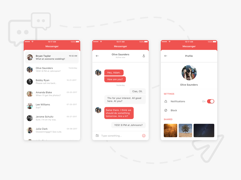 Messenger & chat design by Adam Kiss on Dribbble