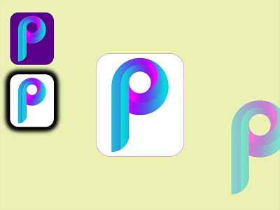 p 3d abstract letter logo