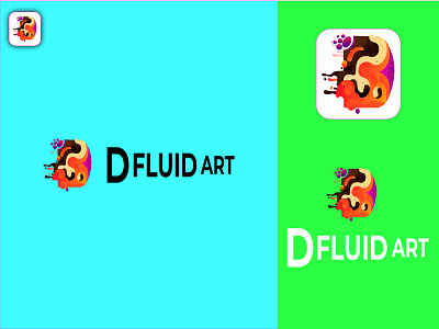 d fluid art letter logo