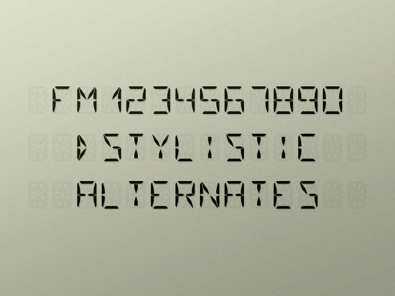 FM1 Alternates fourteen segment lcd typeface