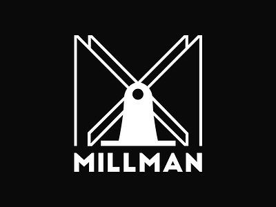 Millman black branding icon identity line logo mark mill musician simple white