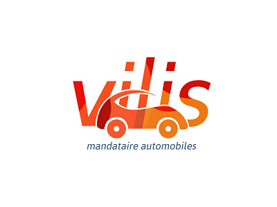 Vilis.fr logo brand mark branding car colorful elegant letter line logo logo mark orange startup