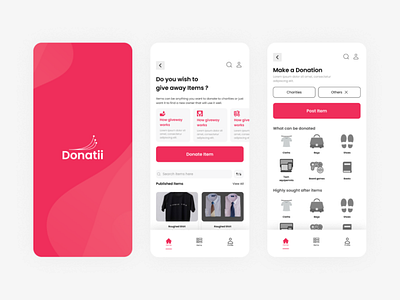 Donati - Items Donation Mobile App application branding case study company daily ui daily ux design design system donation figma giveaway inspiration item donation logo mobile app ui web web app