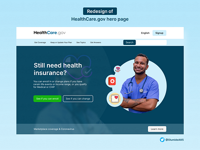 Redesign of Healthcare.gov hero page