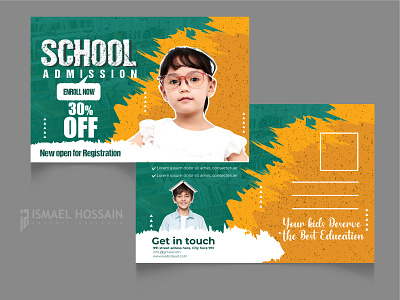 School Admission Post card Design marketing