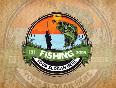 Fishing Logo Mascot badge Graphics by ERVAN EVENDI on Dribbble