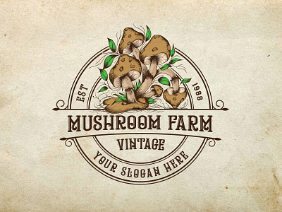 Mushroom Farm Vintage Logo Design element