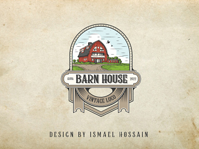Barn House vintage retro badge logo design nature