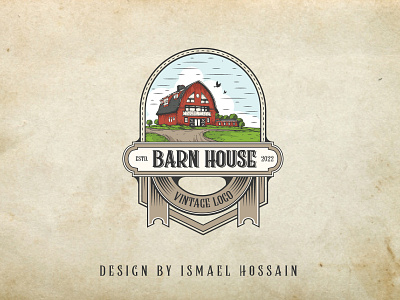 Barn House vintage retro badge logo design