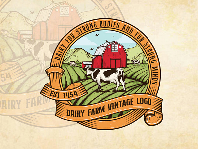 Dairy farm vintage Logo design product