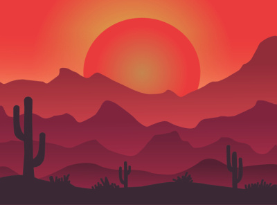 Illustration on sunset graphic design