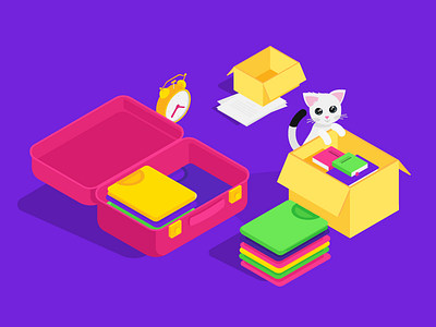 We're Packing bold cat isometric