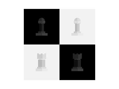 Simplify - Pawn and Rook black chess flat geometric illustration monochrome pawn rook white