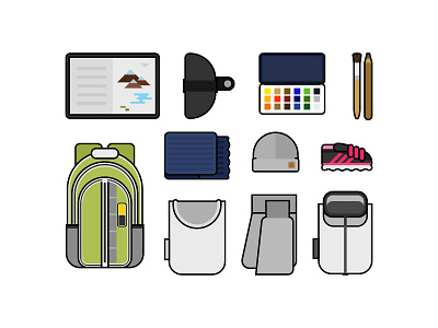 How Artists Backpack backpacking gear illustration