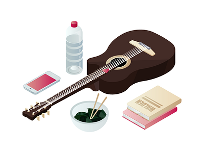 Playspace - Isometric accent color food gradient guitar illustration isometric play relax subtle