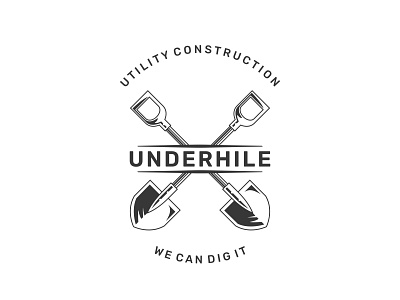 Logo - Underhile branding company construction design dig emblem graphic design illinois illustration logo shovel strong typography vector