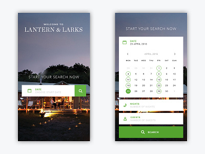 Glamping Mobile Version booking calendar date design form glamping search website