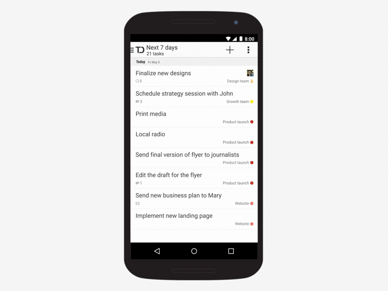 Todoist - Task list to Material android material todoist