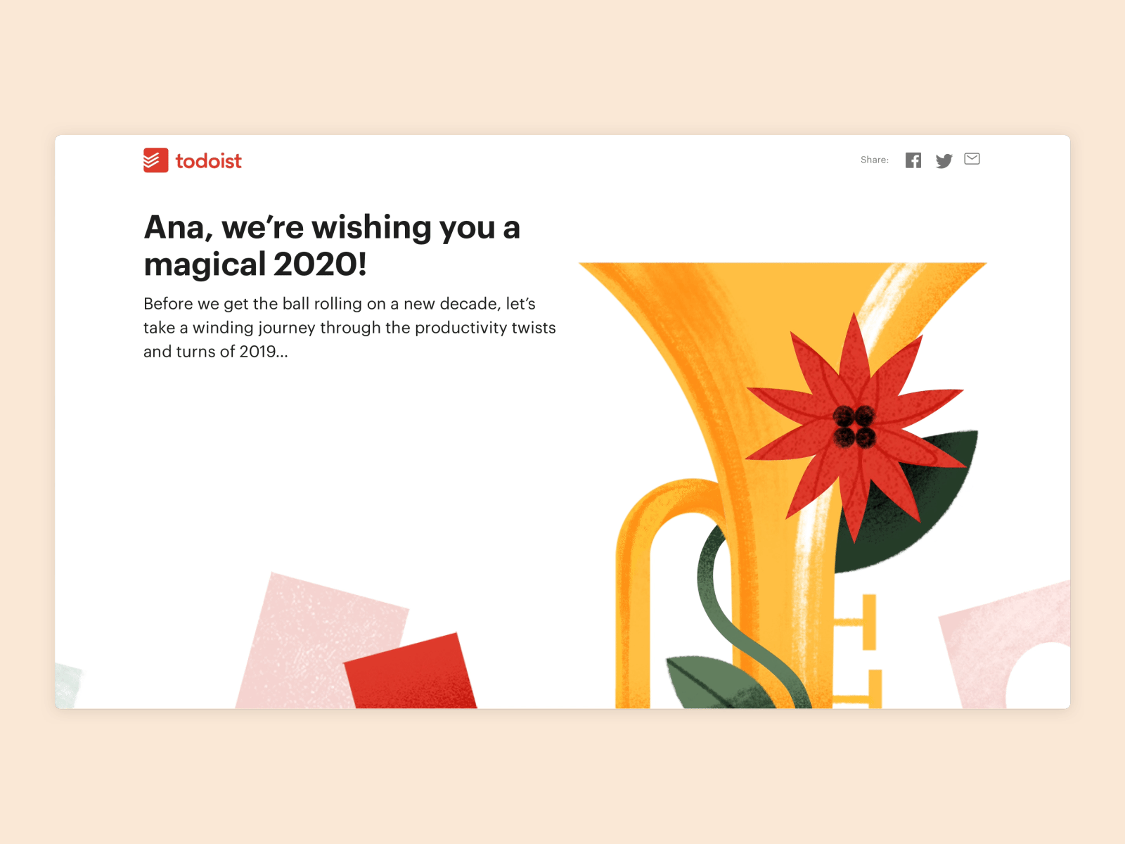 Todoist Year in Review 2019 design illustration landing page productivity real task management task manager todo todoist todoist yir year in review