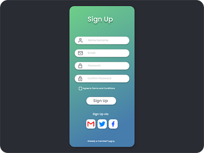 Mobile Sign Up Screen