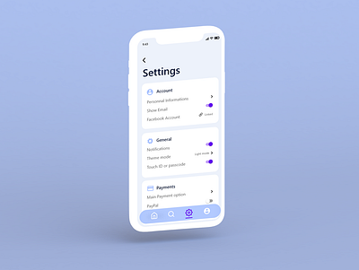 Settings - Daily UI #007 007 app app design application daily ui daily ui 007 design screen settings ui