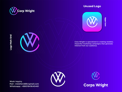 Corp Wright a b c d e f g h i j k l m n o p design graphic design icon illustration logo logo design mark modern logo vector