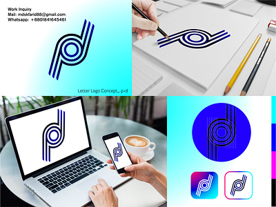 Minimalist Letter Logo Concept P_D 3d a b c d e f g h i j k l m n o p animation branding design graphic design icon illustration logo logo design mark modern logo motion graphics vector