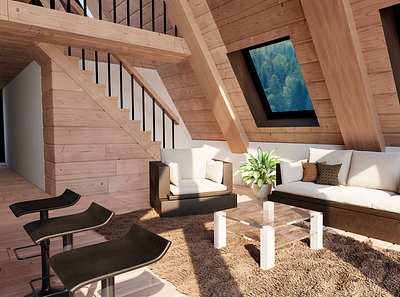 A-Frame House Interior 3d