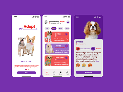 Adopt - A -Pet! app design ui