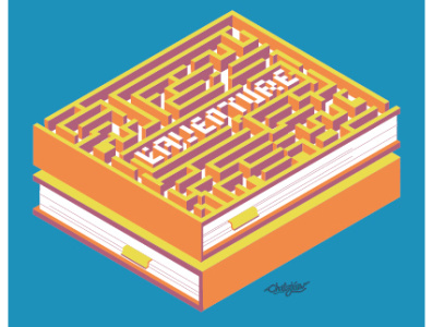 L'aventure littéraire en labyrinthe chatzkim couleur complémentaire design graphic design illustration isometric isométrie labyrinthe maze