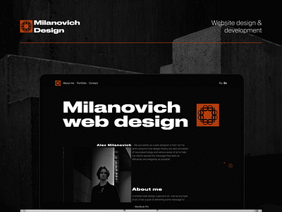 Website design & development | Milanovich Design black brutalism dark design design agency ui ux web design web site website