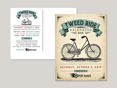 Open Roads Tweed Ride Postcard bike postcard ride tweed