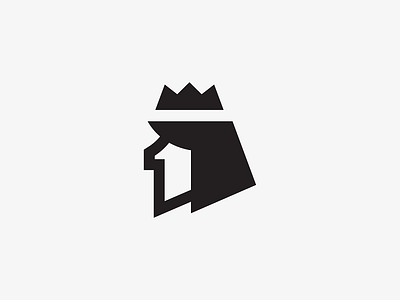 1 + King crown head icon illustration king logo mark number pixel symbol vector