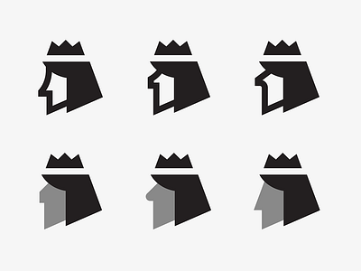 1 + King Variants crown head icon illustration king logo mark number pixel symbol vector