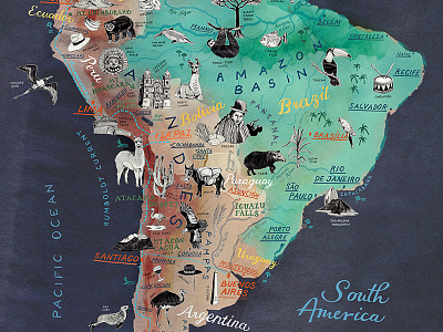 Illustrated Map of South America