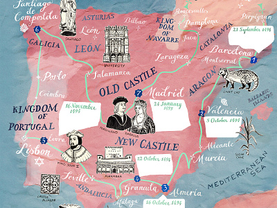 Spain & Portugal Map Illustration, BBC World Histories Mag IV