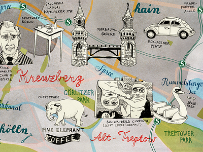 Berlin illustrated Map berlin map drawing illustrated map illustration travel