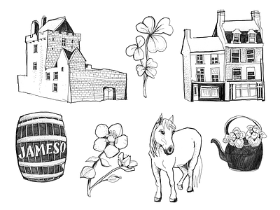 Ireland Doodles animals architecture blackandwhite doodle draft drawing illustration ireland linear pencil predrawing scribble