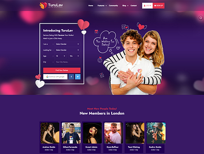 Dating Site Design dating site design landing page ui web design