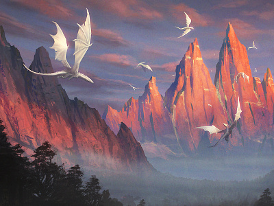 Trail Ofthe Gods art concept dragons fantasy illustration mountains