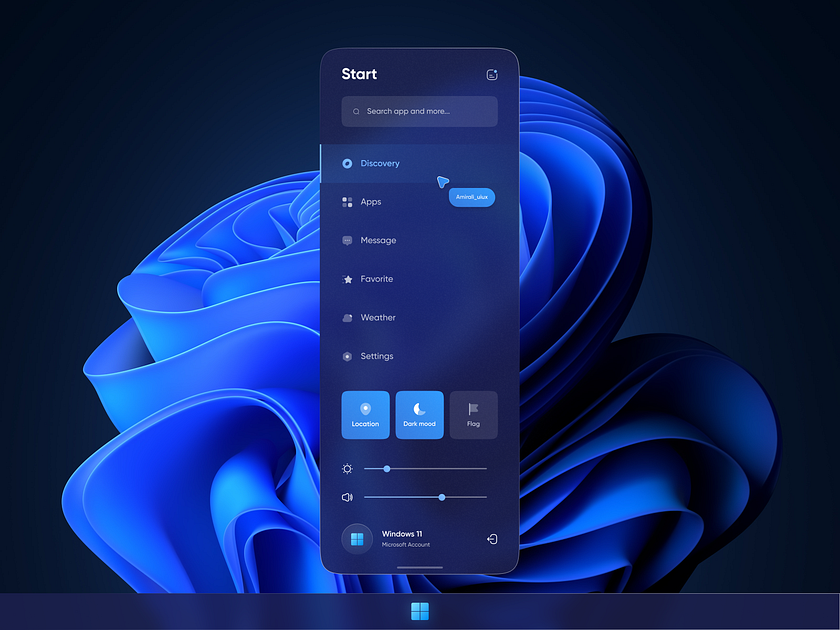 Windows 11 start menu by Amirali Nabatian on Dribbble