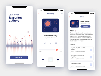 Podcast App app design ios ios app ui web design white app