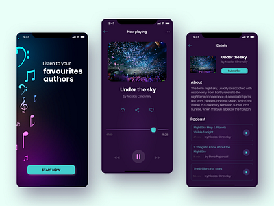 Podcast App app dark app design ios ios app ui web design