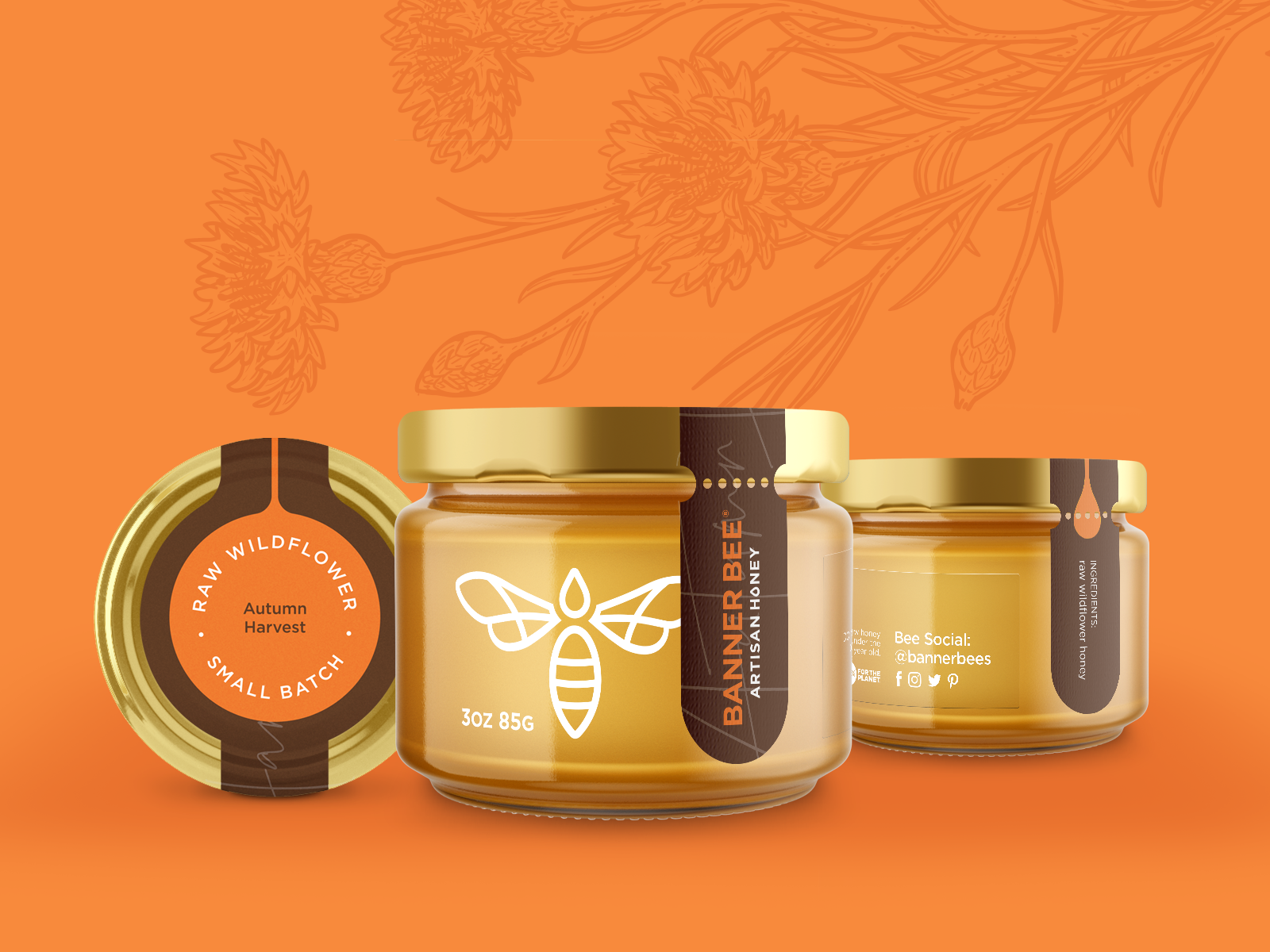 Banner Bee Raw Wildflower Honey 3oz Small Batch Jars by Octavo Designs ...