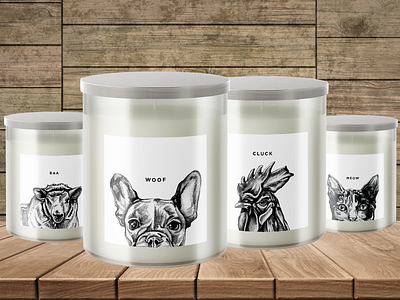 Whiskey Bottom Candle Company Animal Candle Series animals candle candle packaging illustration label lable design packaging