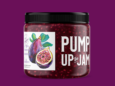 Pump+Rye Pump Up the Jam - Fig custom illustration fig food food packaging fruit illustration jam jar label label design packaging paint painting purple screen printing